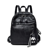 Bolsas Mochila Black Leather Backpack