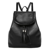 Classic Black Leather Backpack Set