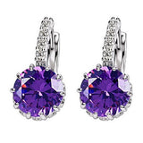 Round Cubic Zirconia Lever Back Earrings