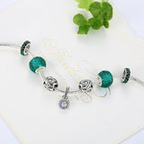 Emerald Green Murano Bead Charm Bracelet