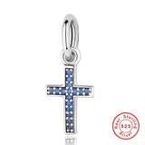 Blue Zircon Crucifix Charm