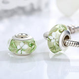 Green & White Flower Charm