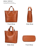Classic Tote Bag and Cross Body Handbag in Crocodile Skin Patterned Texture