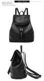 Classic Black Leather Backpack Set