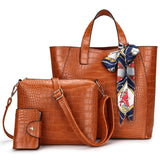 Classic Tote Bag and Cross Body Handbag in Crocodile Skin Patterned Texture